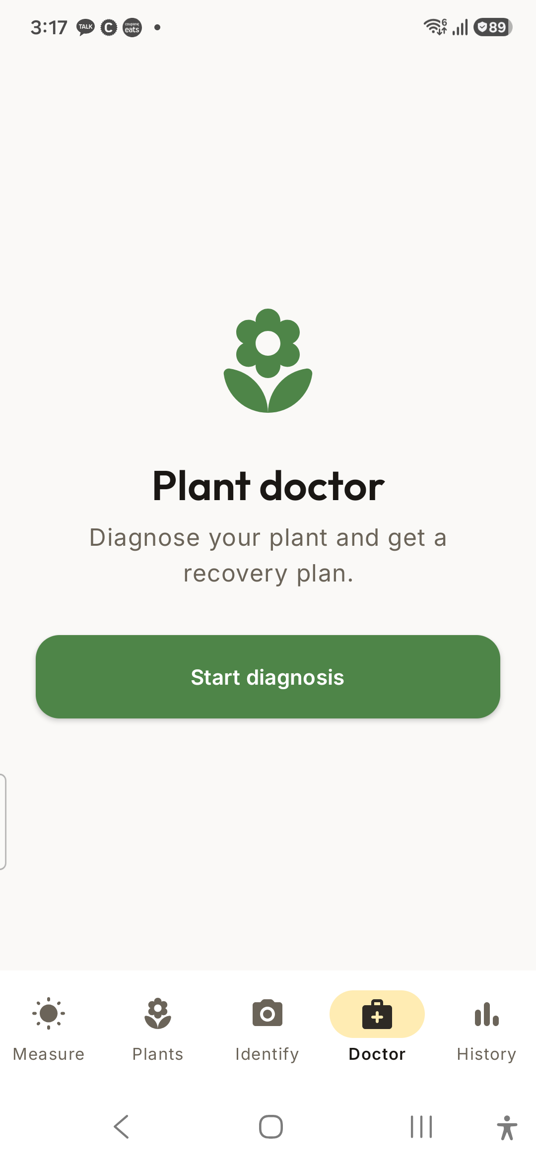 LumaLeaf Plant Doctor screen with care questions